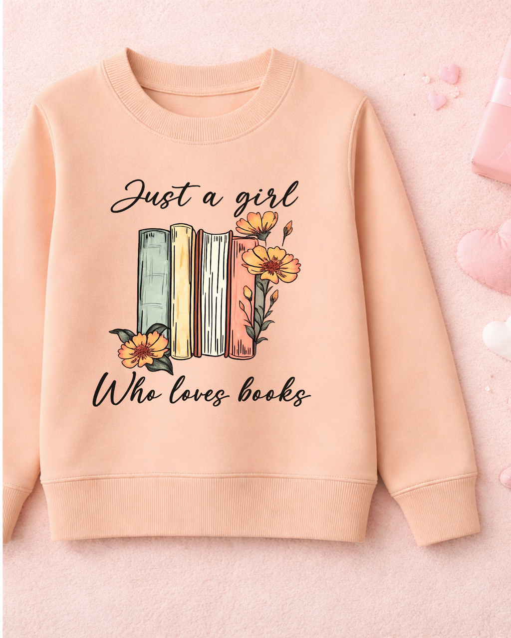 Legacy Just a Girl Who Loves Books Kinder-Sweatshirt – Apricot