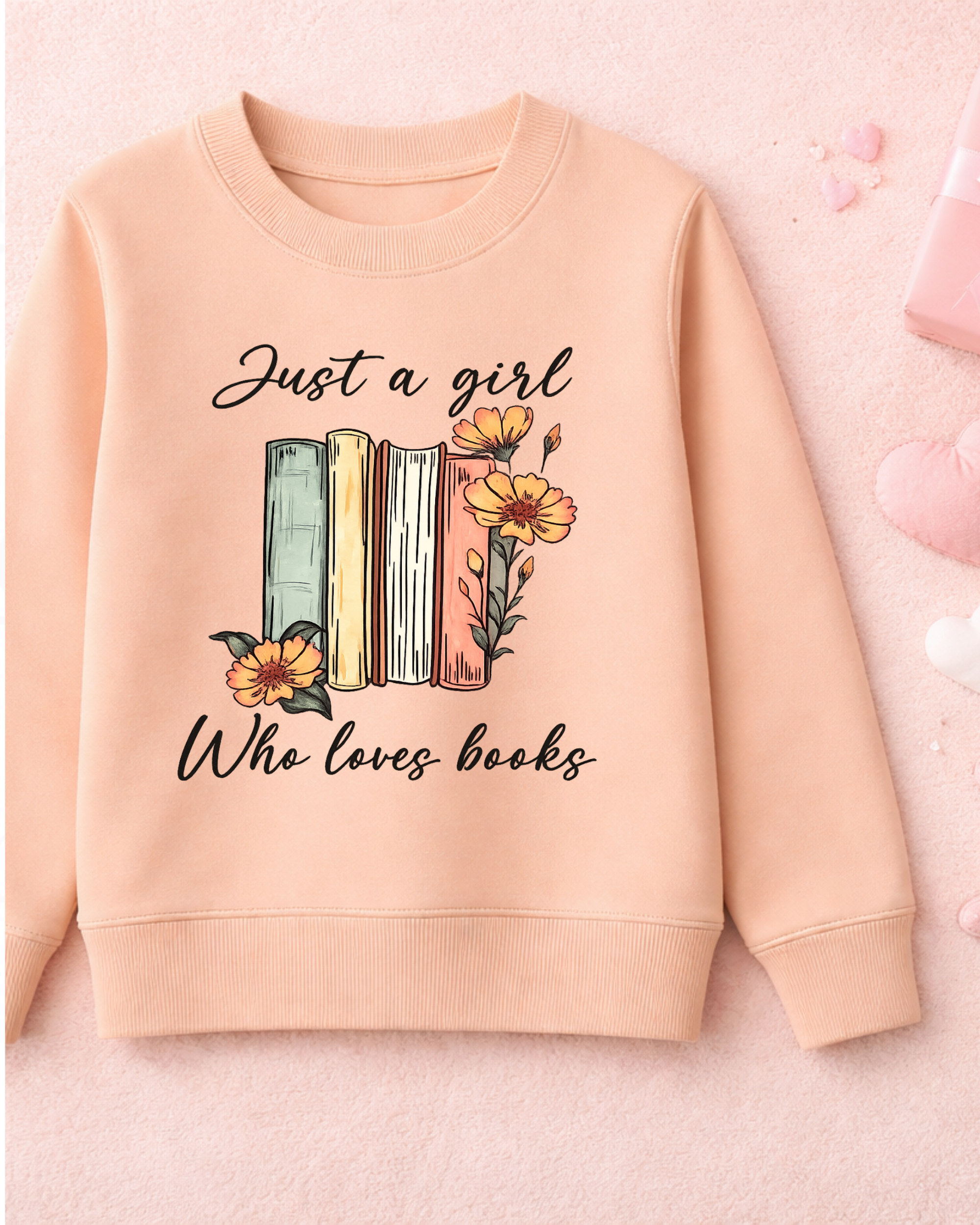 Legacy Just a Girl Who Loves Books Kinder-Sweatshirt – Apricot