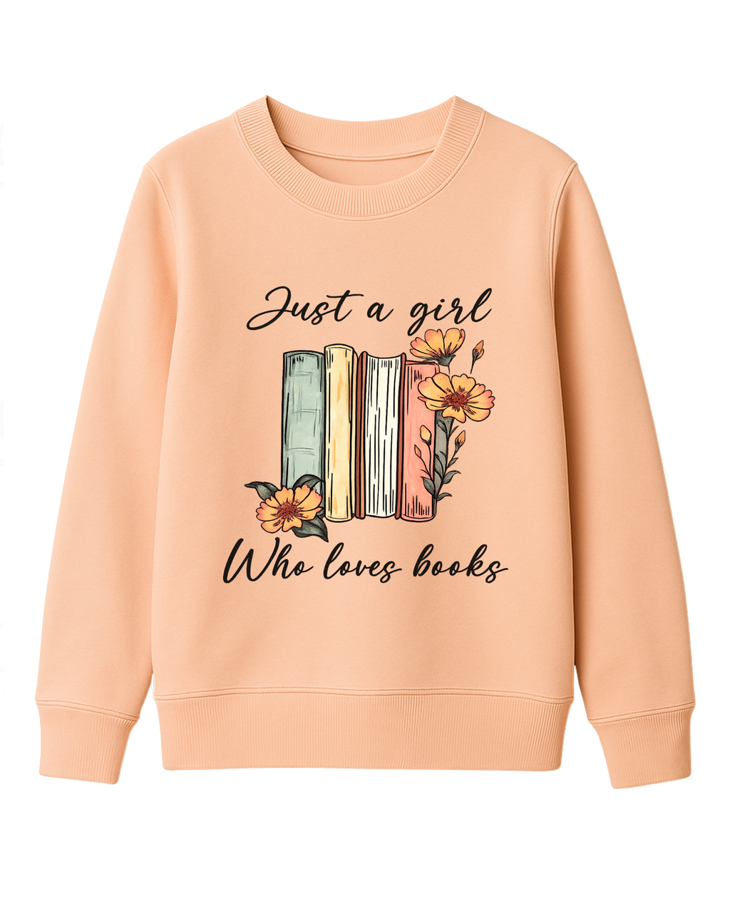 Legacy Just a Girl Who Loves Books Kinder-Sweatshirt – Apricot