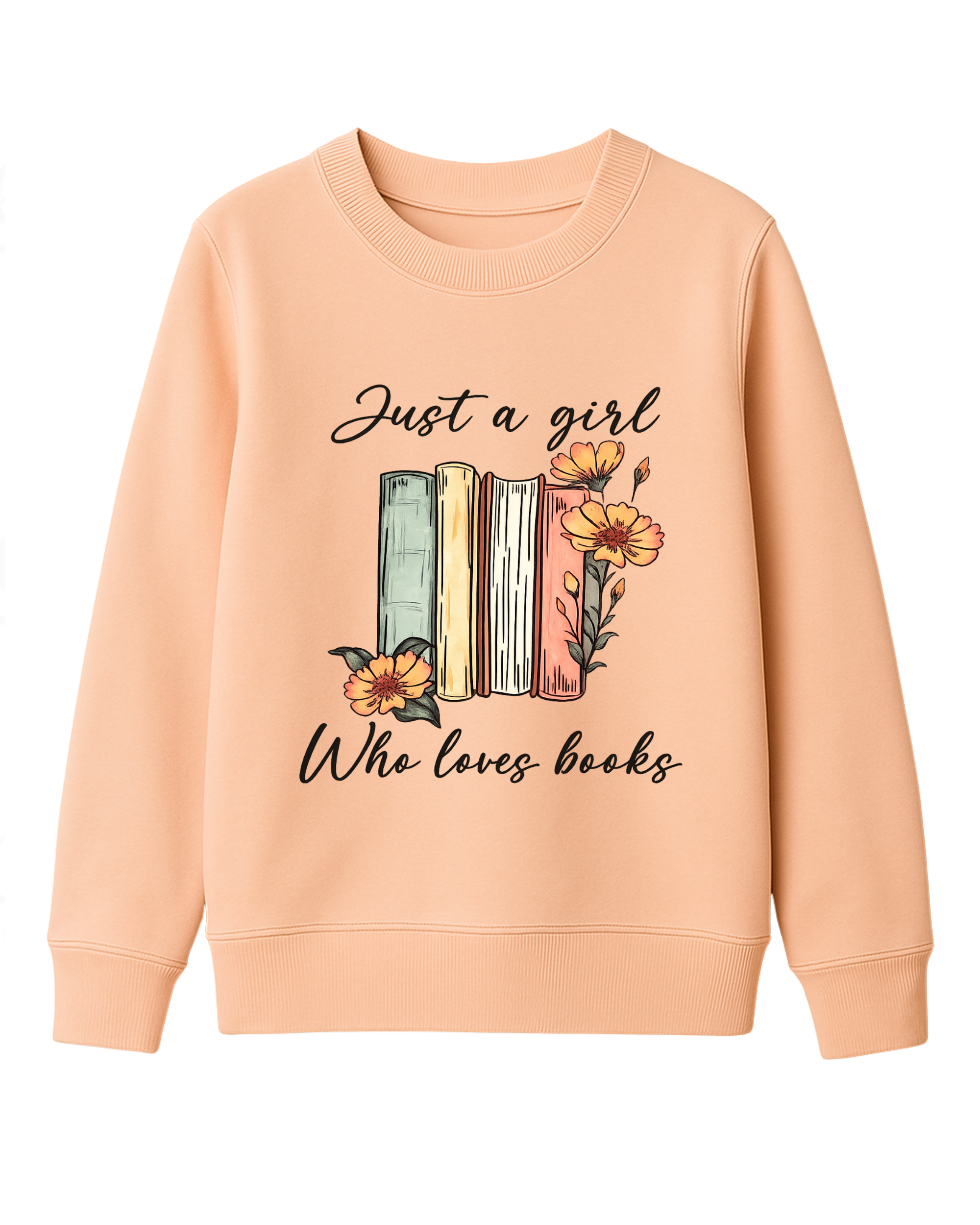 Legacy Just a Girl Who Loves Books Kinder-Sweatshirt – Apricot